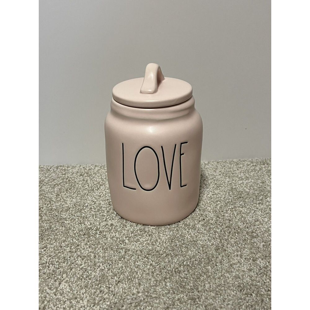 Rae Dunn LOVE Pink Matte Baby Canister Valentines/NEW